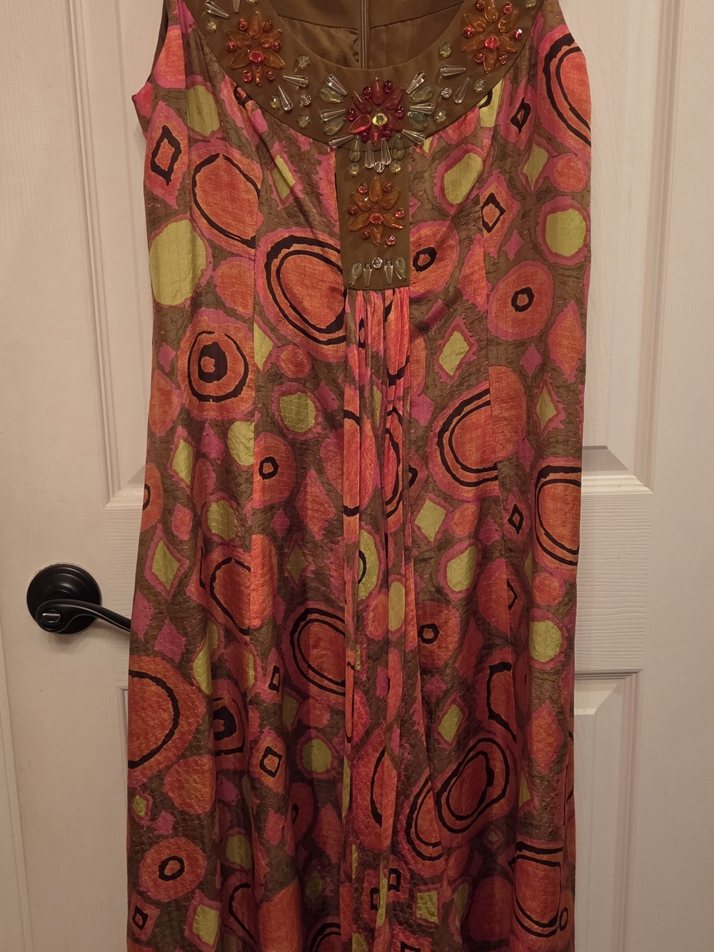 Vintage Nanette Lepore Orange Silk Beaded Sleeveless Maxi Dress